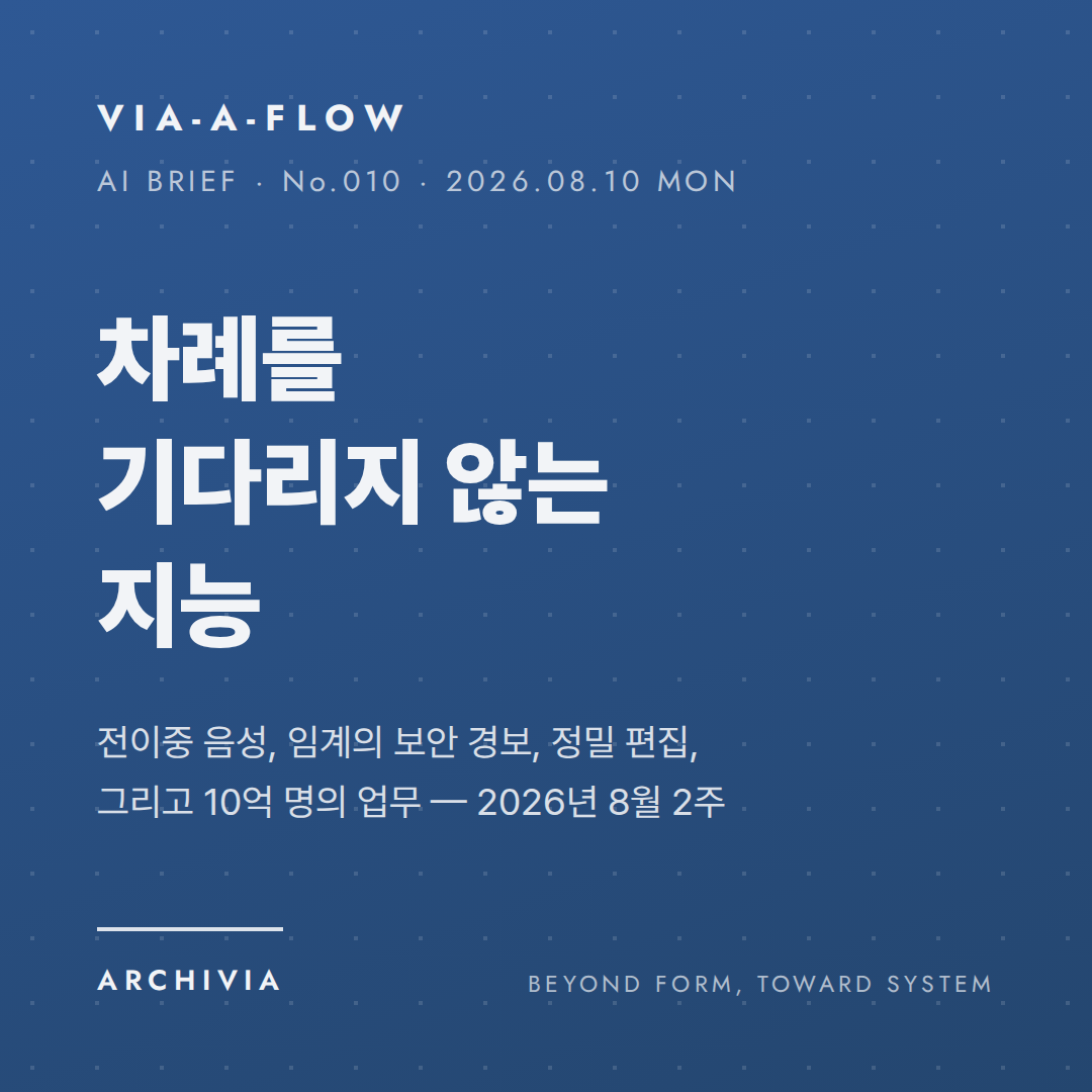 VIA-A-FLOW No.010 표지 — 차례를 기다리지 않는 지능