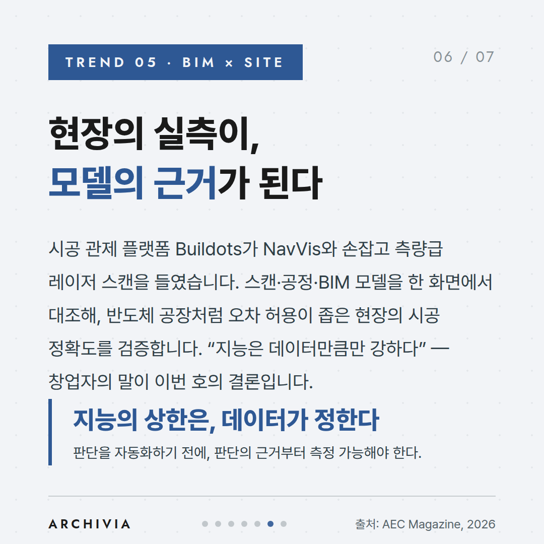 TREND 05 — 현장의 실측이, 모델의 근거가 된다