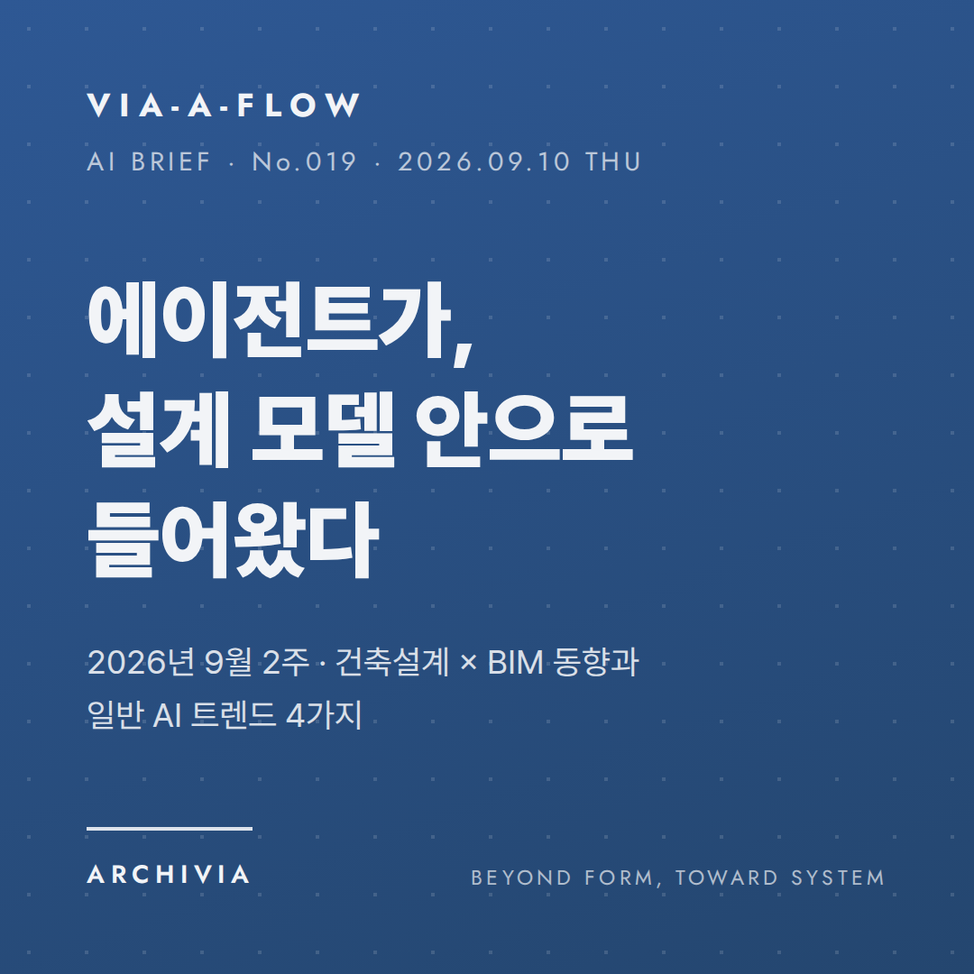 VIA-A-FLOW No.019 표지 — 에이전트가, 설계 모델 안으로 들어왔다